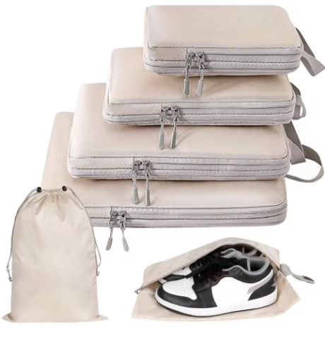 4/6 pcs Compressible Packing Travel Storage Bag Cubes Waterproof Suitcase Nylon Portable With Handbag Luggage Organizer Ryanai